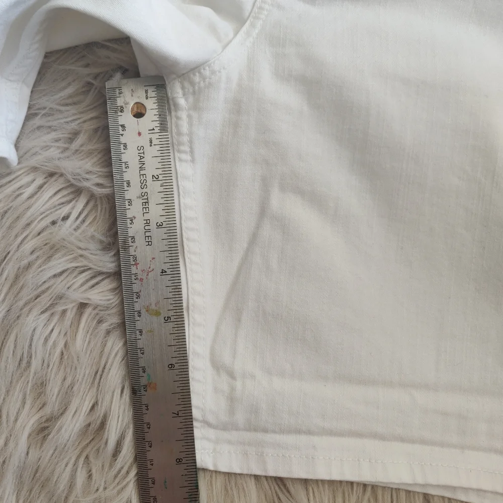 Lee Midrise Riders Shorts Long Length White Denim Bermuda Stretch 8 Inseam
